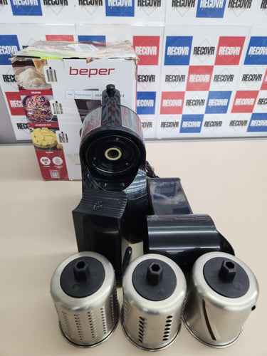 Rallador Eléctrico y Rebanador de Verdurasde Acero, 3 Rodillos de Acero Intercambiables, Corte Juliana, Rodajas y Rejillas Fina, Multi-Function Grater and Slicer BEPER BP.400